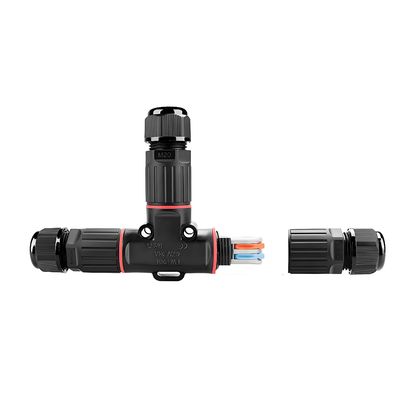 kopen Waterproof Circular Connector T-Type 1 Input 2 Output with PA66 Material and 0.5mm²-2.5mm² Wire Gauge online vervaardiging