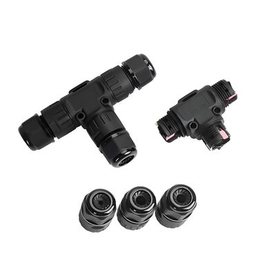 kopen Waterdichte Ronde Connector 3-pins T-type 1In2Out Snelle Bedrading voor Industriële Apparatuur online vervaardiging