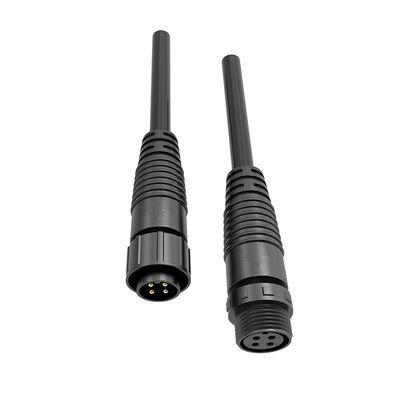Outdoor M12 waterdichte mannelijke en vrouwelijke connector met IP68 classificatie, PA66 nylon materiaal en 100V spanning voor stroomkabels