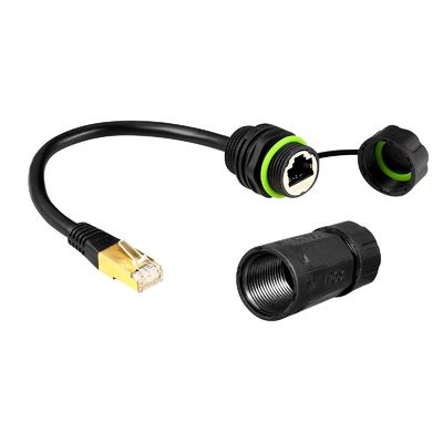M20 Netwerk RJ45 Waterdichte Connector IP68 Zink Legering Paneel Type met PA66 Nylon Materiaal