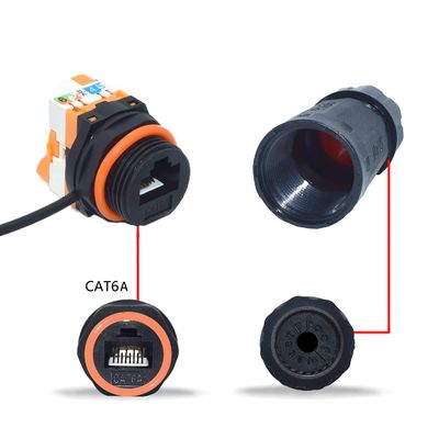 Compacte IP68 waterdichte RJ45-netwerkconnector met PA66 nylon voor ruimtebesparende oplossingen