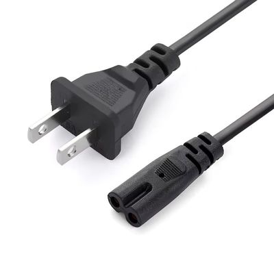 UL-gecertificeerde US 2-Pin Plug, 1,5m Zwart