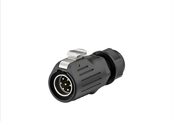 LP20 7-pins waterdichte connector IP67 10A metaal-kunststof flensvergrendeling